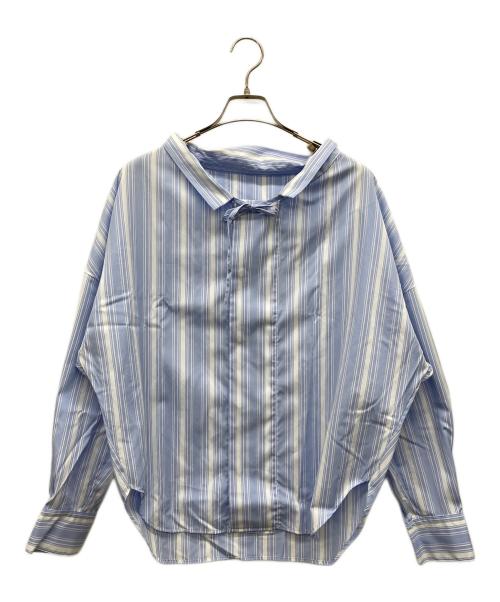 MACPHEE（マカフィー）MACPHEE (マカフィー) イージーケアフリルカラーブラウス ネイビー サイズ:36の古着・服飾アイテム