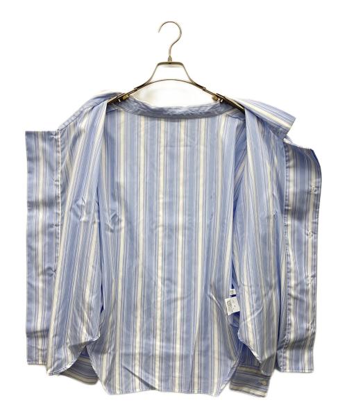 MACPHEE（マカフィー）MACPHEE (マカフィー) イージーケアフリルカラーブラウス ネイビー サイズ:36の古着・服飾アイテム