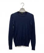 DRAWERドゥロワー）の古着「18G カシミヤシルクリブクルーネックニット」｜ネイビー
