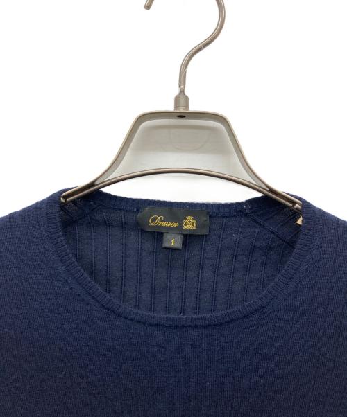 DRAWER（ドゥロワー）Drawer (ドゥロワー) 18G カシミヤシルクリブクルーネックニット ネイビー サイズ:１の古着・服飾アイテム