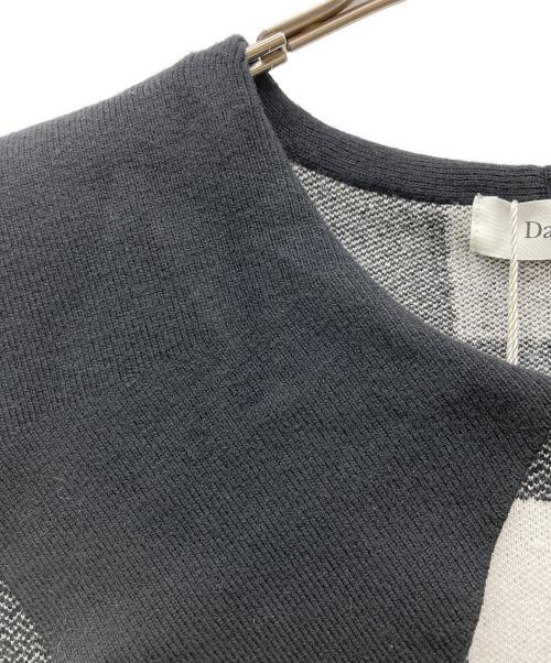 darich（ダーリッチ）Darich (ダーリッチ) ビッグカラーギンガムチェックニットロングワンピース ブラック サイズ:Freeの古着・服飾アイテム