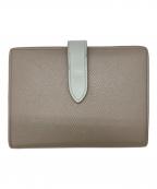 CELINEセリーヌ）の古着「バイカラーミディアムカーフウォレット」｜グレー×ベージュ