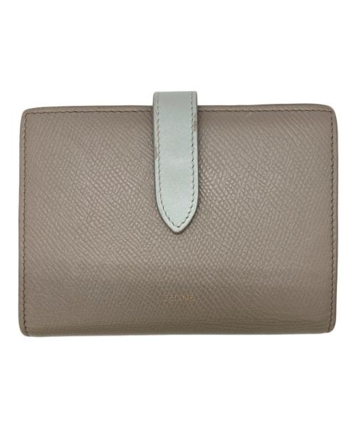 CELINE（セリーヌ）CELINE (セリーヌ) バイカラーミディアムカーフウォレット グレー×ベージュの古着・服飾アイテム