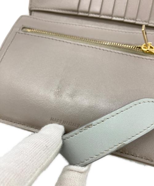 CELINE（セリーヌ）CELINE (セリーヌ) バイカラーミディアムカーフウォレット グレー×ベージュの古着・服飾アイテム