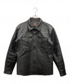 THE FLAT HEADザ・フラットヘッド）の古着「ホースハイドレザーシャツ」｜ブラック