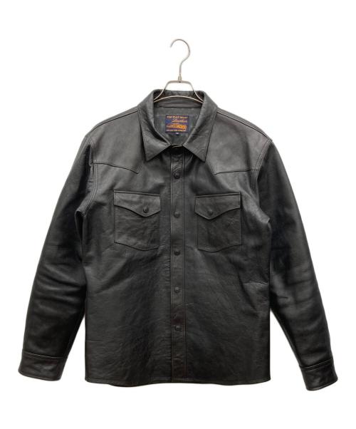 THE FLAT HEAD（ザ・フラットヘッド）THE FLAT HEAD (ザ・フラットヘッド) ホースハイドレザーシャツ ブラック サイズ:XLの古着・服飾アイテム