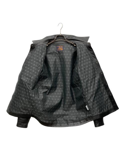 THE FLAT HEAD（ザ・フラットヘッド）THE FLAT HEAD (ザ・フラットヘッド) ホースハイドレザーシャツ ブラック サイズ:XLの古着・服飾アイテム