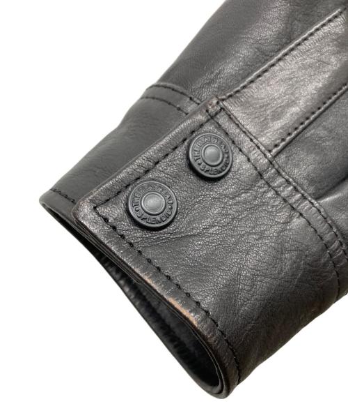 THE FLAT HEAD（ザ・フラットヘッド）THE FLAT HEAD (ザ・フラットヘッド) ホースハイドレザーシャツ ブラック サイズ:XLの古着・服飾アイテム