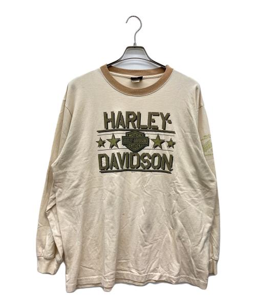 HARLEY-DAVIDSON（ハーレーダビッドソン）HARLEY-DAVIDSON (ハーレーダビッドソン) 長袖Tシャツ ベージュ サイズ:Lの古着・服飾アイテム