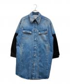 MM6 Maison Margielaエムエムシックスメゾンマルジェラ）の古着「デニム切替ロングコート」｜インディゴ