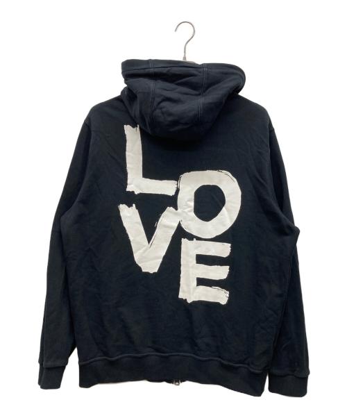BURBERRY（バーバリー）BURBERRY (バーバリー) ラブプリント コットン フーデッドトップ ブラック サイズ:XLの古着・服飾アイテム