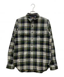 RRL（ダブルアールエル）の古着「エルボーパッチウールチェックネルシャツ」｜グリーン