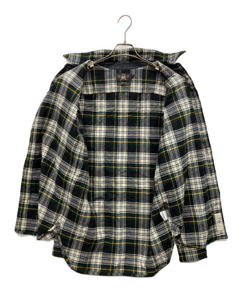 RRL（ダブルアールエル）RRL (ダブルアールエル) エルボーパッチウールチェックネルシャツ グリーン サイズ:Mの古着・服飾アイテム
