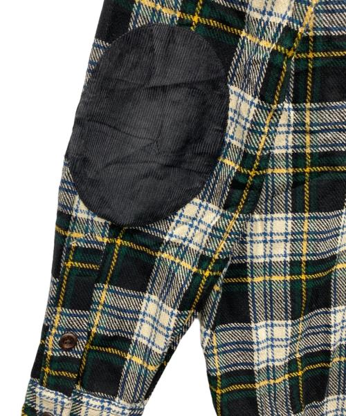 RRL（ダブルアールエル）RRL (ダブルアールエル) エルボーパッチウールチェックネルシャツ グリーン サイズ:Mの古着・服飾アイテム