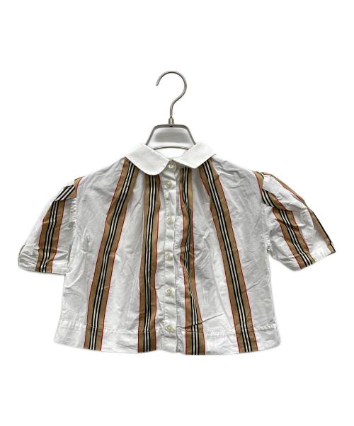 BURBERRY（バーバリー）BURBERRY (バーバリー) ストライプショートスリーブシャツ ベージュ サイズ:4Y 104cmの古着・服飾アイテム