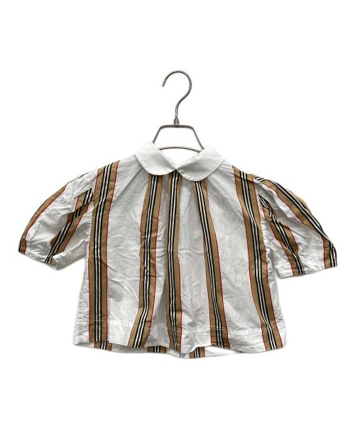BURBERRY（バーバリー）BURBERRY (バーバリー) ストライプショートスリーブシャツ ベージュ サイズ:4Y 104cmの古着・服飾アイテム