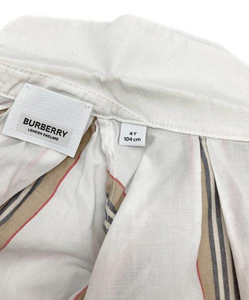BURBERRY（バーバリー）BURBERRY (バーバリー) ストライプショートスリーブシャツ ベージュ サイズ:4Y 104cmの古着・服飾アイテム