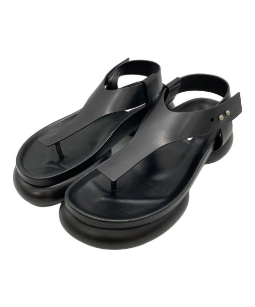 JIL SANDER（ジルサンダー）JIL SANDER (ジルサンダー) BOX LEATHER TONG SANDAL ブラック サイズ:39の古着・服飾アイテム
