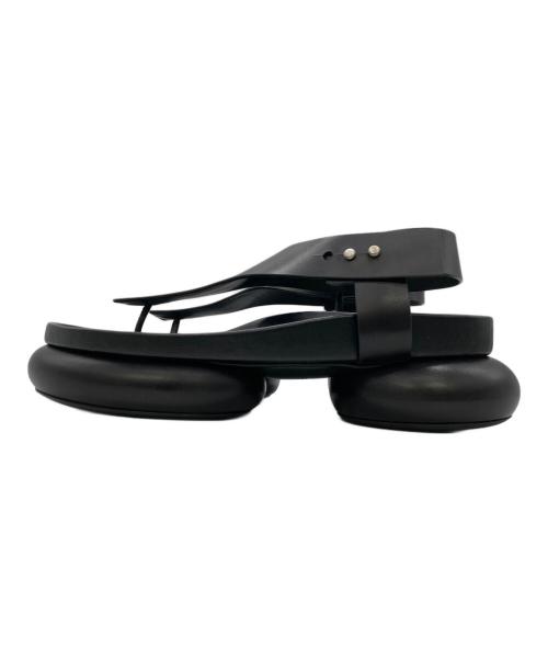 JIL SANDER（ジルサンダー）JIL SANDER (ジルサンダー) BOX LEATHER TONG SANDAL ブラック サイズ:39の古着・服飾アイテム
