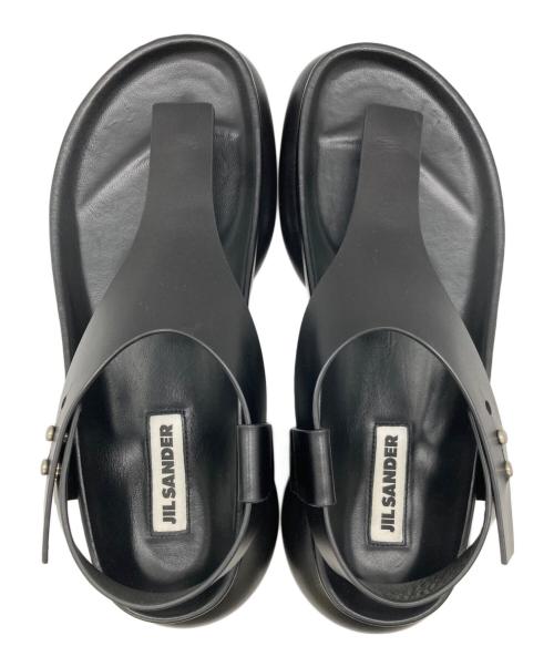 JIL SANDER（ジルサンダー）JIL SANDER (ジルサンダー) BOX LEATHER TONG SANDAL ブラック サイズ:39の古着・服飾アイテム