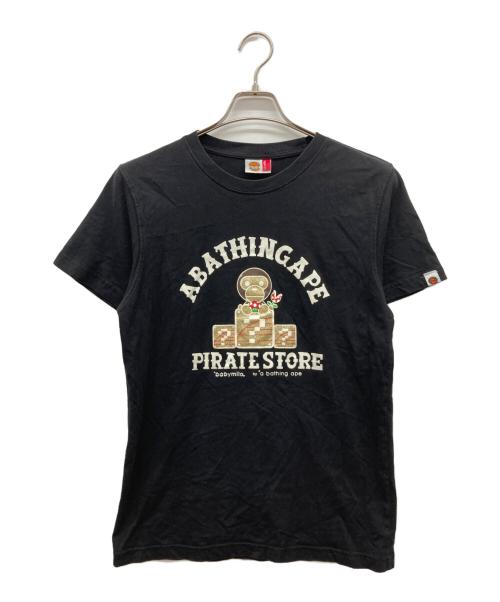 A BATHING APE（アベイシングエイプ）A BATHING APE (アベイシングエイプ) ラメプリントTシャツ BABY MILO ブラック サイズ:MEDIUMの古着・服飾アイテム