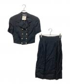 CHANELシャネル）の古着「ココマーク金釦ショートスリーブジャケット&スカートセット」｜ブラック