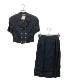 CHANEL（シャネル）の古着「ココマーク金釦ショートスリーブジャケット&スカートセット」｜ブラック