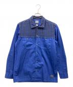 stussyステューシー）の古着「切替チェックシャツ」｜ブルー