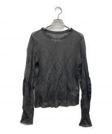 Maison Margiela（メゾンマルジェラ）の古着「レーヨン混レザーエルボーパッチニット」｜ブラック