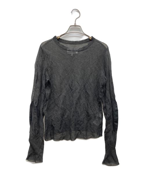 Maison Margiela（メゾンマルジェラ）Maison Margiela (メゾンマルジェラ) レーヨン混レザーエルボーパッチニット ブラック サイズ:Mの古着・服飾アイテム