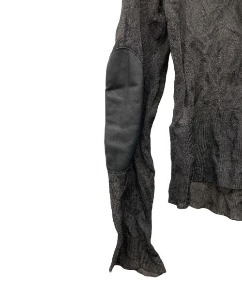 Maison Margiela（メゾンマルジェラ）Maison Margiela (メゾンマルジェラ) レーヨン混レザーエルボーパッチニット ブラック サイズ:Mの古着・服飾アイテム