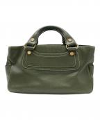 CELINEセリーヌ）の古着「レザーハンドバッグ」｜カーキ