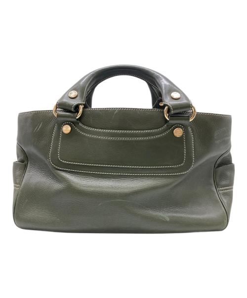 CELINE（セリーヌ）CELINE (セリーヌ) レザーハンドバッグ カーキの古着・服飾アイテム