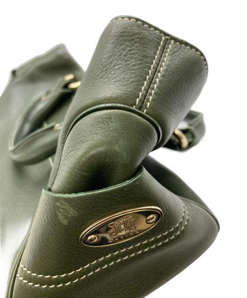 CELINE（セリーヌ）CELINE (セリーヌ) レザーハンドバッグ カーキの古着・服飾アイテム