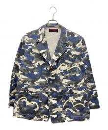 EVISU（エヴィス）の古着「エルボーパッチ迷彩テーラードジャケット」｜グレー