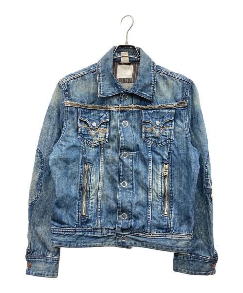 DIESEL（ディーゼル）DIESEL (ディーゼル) ユーズド加工デニムジャケット インディゴ サイズ:Mの古着・服飾アイテム