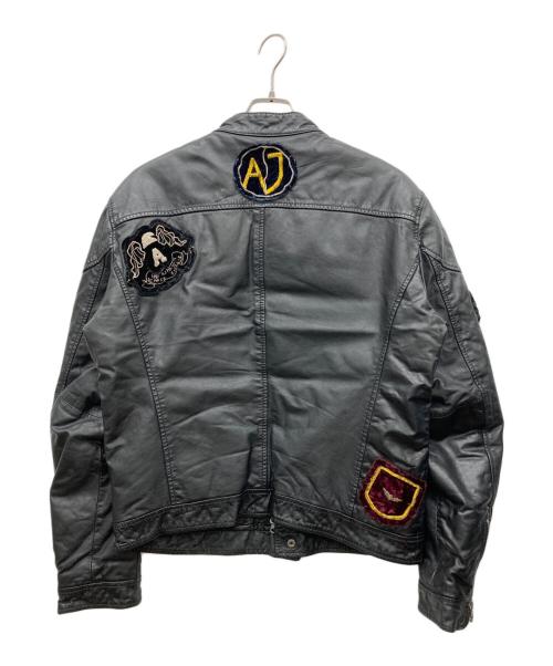 ARMANI JEANS（アルマーニジーンズ）ARMANI JEANS (アルマーニジーンズ) レザーライダースジャケット ブラック サイズ:EU50の古着・服飾アイテム