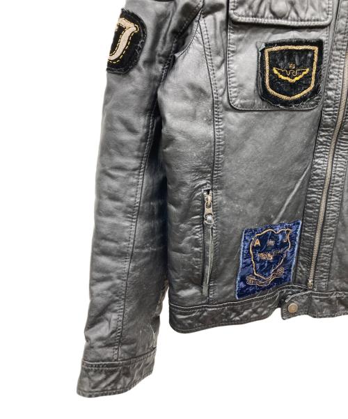 ARMANI JEANS（アルマーニジーンズ）ARMANI JEANS (アルマーニジーンズ) レザーライダースジャケット ブラック サイズ:EU50の古着・服飾アイテム