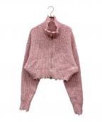 MAISON SPECIALメゾンスペシャル）の古着「2way Front Zip Knit Wear」｜ピンク