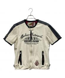 INDIAN MOTORCYCLE（インディアンモーターサイクル）の古着「ショートスリーブバイカージャケット」｜ホワイト