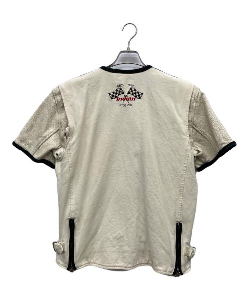 INDIAN MOTORCYCLE（インディアンモーターサイクル）INDIAN MOTORCYCLE (インディアンモーターサイクル) ショートスリーブバイカージャケット ホワイト サイズ:LLの古着・服飾アイテム