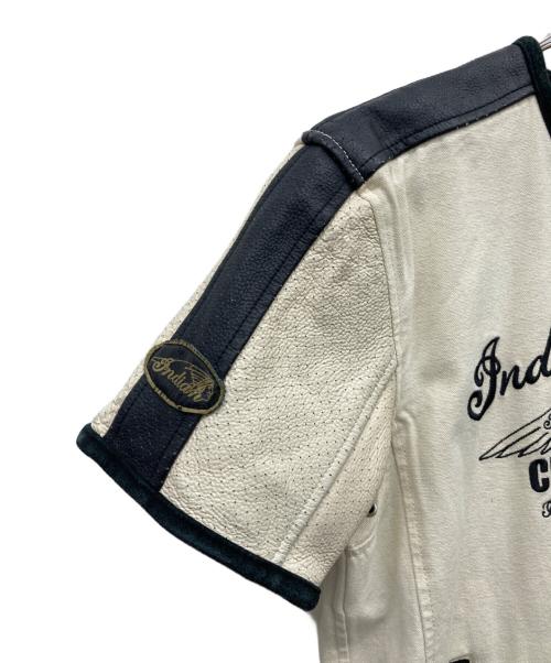 INDIAN MOTORCYCLE（インディアンモーターサイクル）INDIAN MOTORCYCLE (インディアンモーターサイクル) ショートスリーブバイカージャケット ホワイト サイズ:LLの古着・服飾アイテム