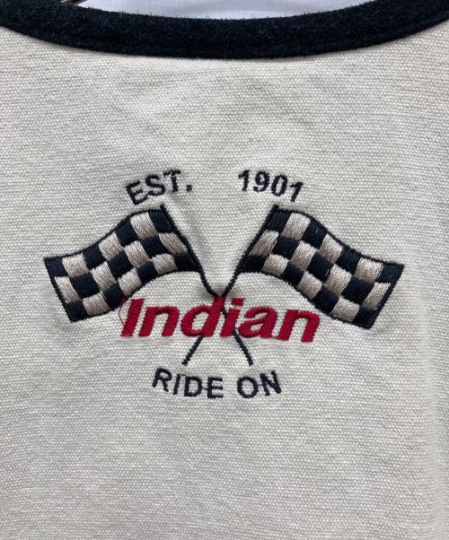 INDIAN MOTORCYCLE（インディアンモーターサイクル）INDIAN MOTORCYCLE (インディアンモーターサイクル) ショートスリーブバイカージャケット ホワイト サイズ:LLの古着・服飾アイテム
