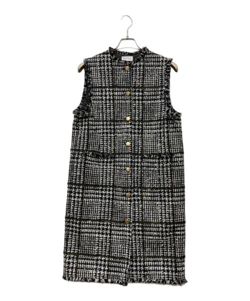 PLST（プラステ）PLST (プラステ) ツイードロングジレ ホワイト×ブラック サイズ:Sの古着・服飾アイテム