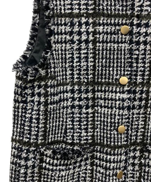 PLST（プラステ）PLST (プラステ) ツイードロングジレ ホワイト×ブラック サイズ:Sの古着・服飾アイテム