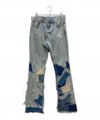 mnmlミニマル）の古着「パッチワークデニムパンツ」｜インディゴ