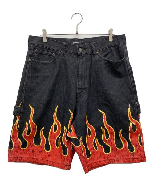 X-LARGE（エクストララージ）X-LARGE (エクストララージ) ファイヤーハーフパンツ ブラック サイズ:34の古着・服飾アイテム