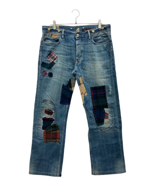 POLO RALPH LAUREN（ポロ・ラルフローレン）POLO RALPH LAUREN (ポロ・ラルフローレン) パッチワークデニムパンツ インディゴ サイズ:34/30の古着・服飾アイテム