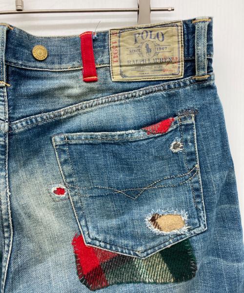 POLO RALPH LAUREN（ポロ・ラルフローレン）POLO RALPH LAUREN (ポロ・ラルフローレン) パッチワークデニムパンツ インディゴ サイズ:34/30の古着・服飾アイテム