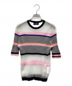 sodukスドーク）の古着「マルチボーダーショートスリーブニット」｜マルチカラー